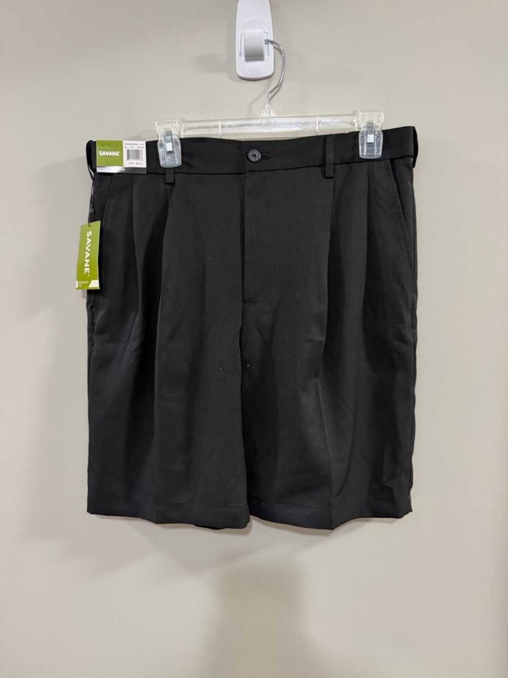 NWT Savane Men’s Black Pleated Front Stretch Microfiber Dress Shorts Size 32